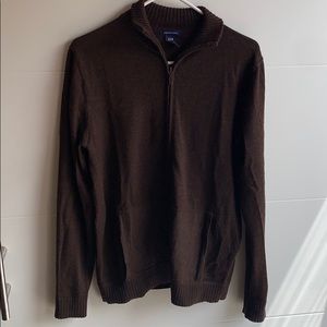 Men’s Brown Merino wool Zip up Sweater